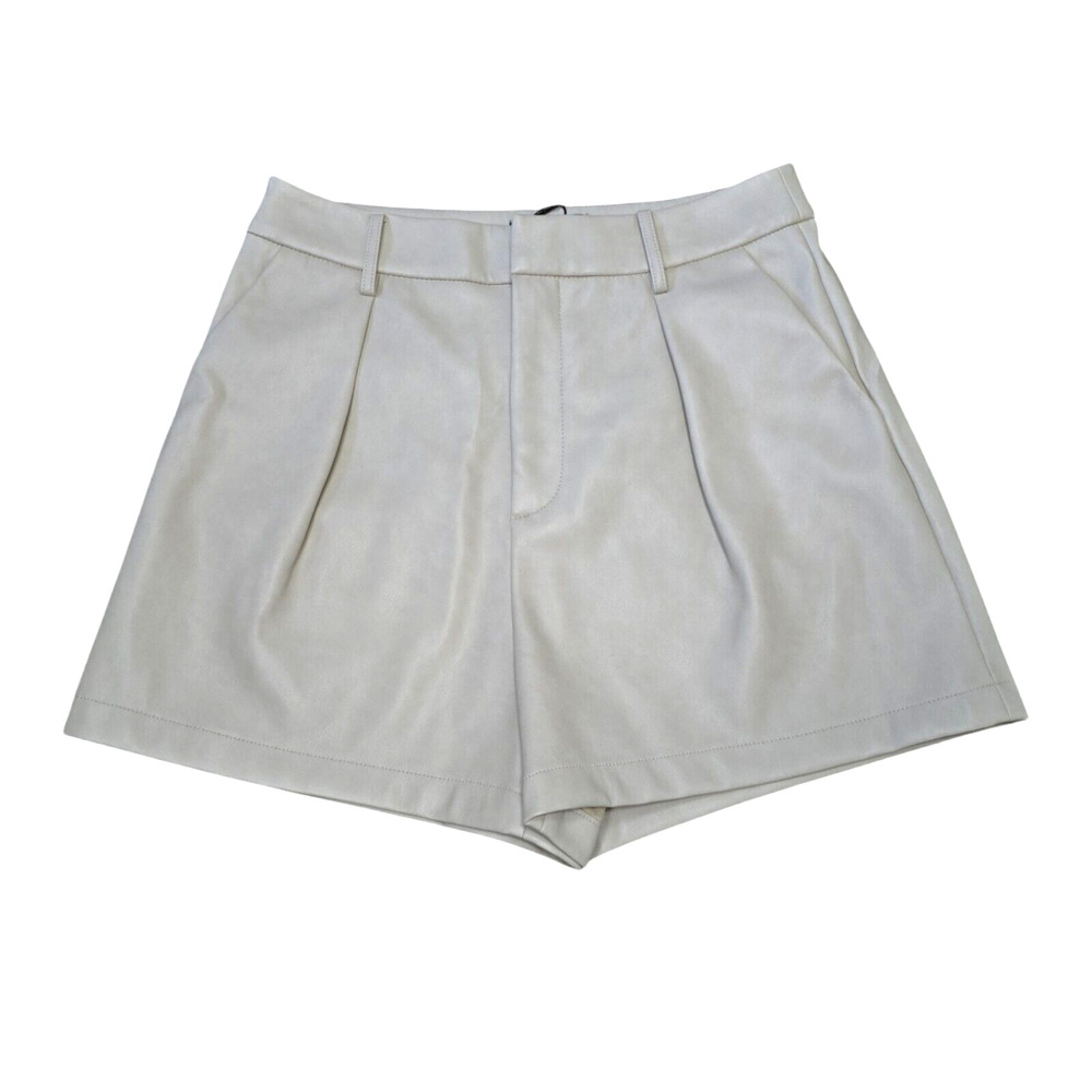 NWT 7 For All Mankind Camel Tan Vegan‎ Leather Shorts Size Large Neutral Minimal